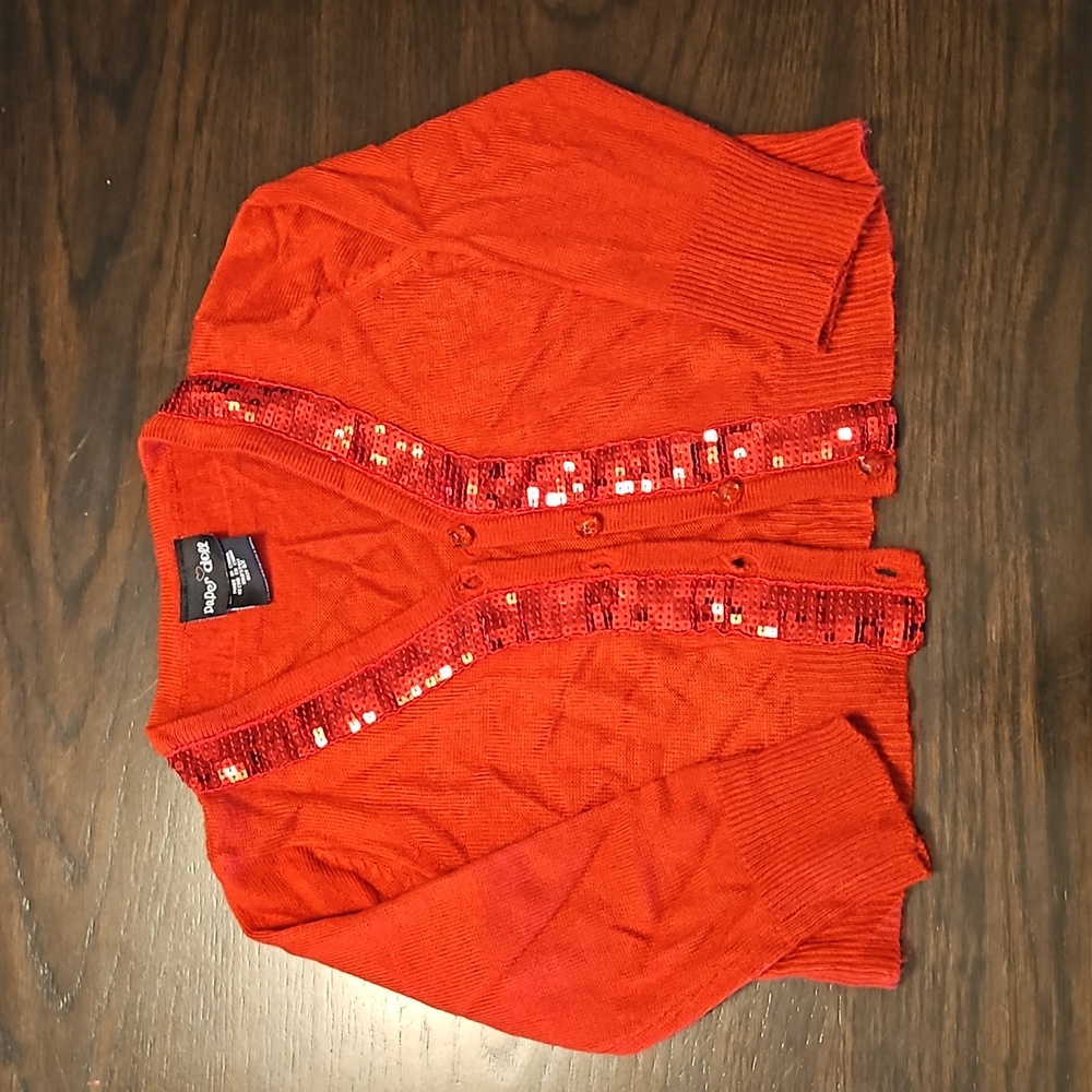 Girls Red Christmas Cardigan 6X